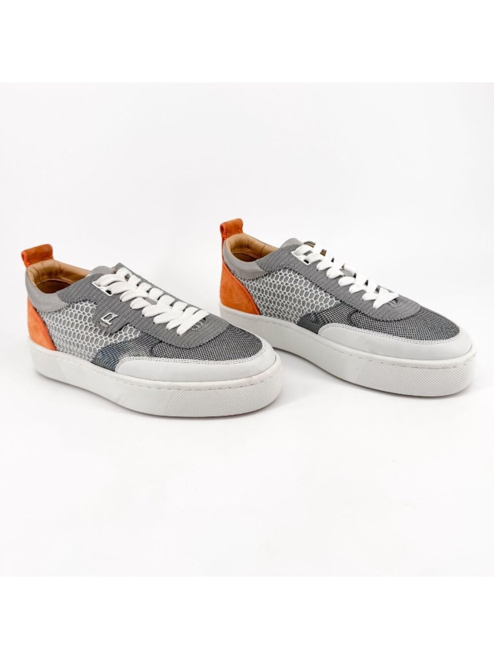 Christian Louboutin Happyrui Platform Sneakers Size 40 US 10 Grey Silver Low Top